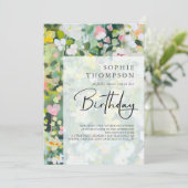 Meadow bloemen elegante verjaardag kaart (Staand voorkant)