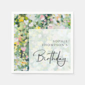 Meadow bloemen elegante verjaardag servet (Voorkant)