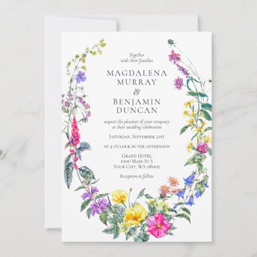 Meadow bloemen en kruiden kleurrijke bloemen bruil kaart (Voorkant)