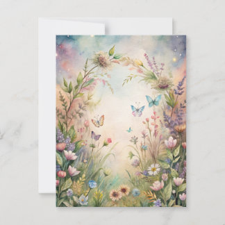 Meadow bloemen en vlinders briefkaart