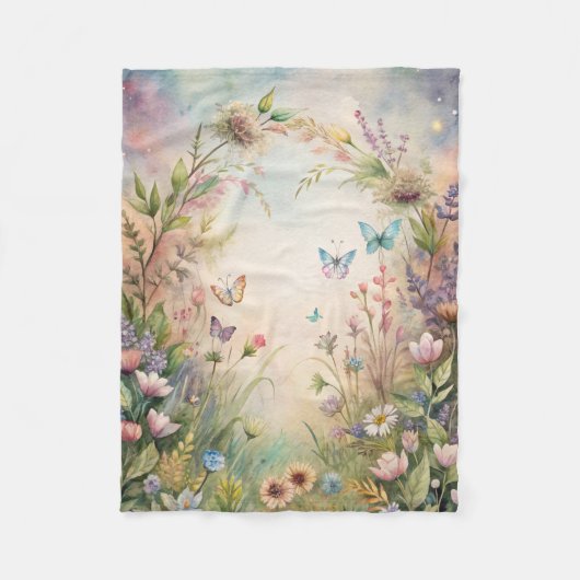 Meadow bloemen en vlinders fleece deken (Voorkant)