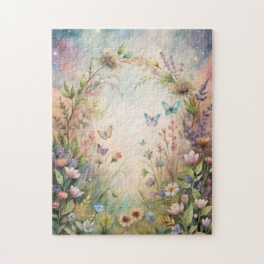 Meadow bloemen en vlinders legpuzzel (Verticaal)