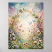 Meadow bloemen en vlinders poster (Voorkant)