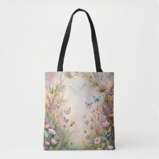Meadow bloemen en vlinders tote bag