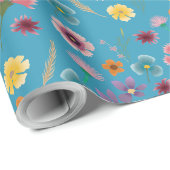 Meadow bloemen in blauw inpakpapier (Rol Hoek)