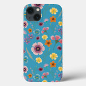 Meadow bloemen in blauwe iphone case (Achterkant)