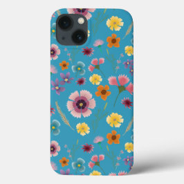 Meadow bloemen in blauwe iphone case