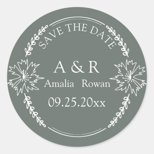 Meadow bloemen Wedding Save the Date Ronde Sticker (Voorkant)