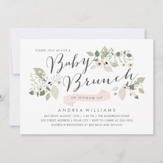 Meadow Blooms Baby Brunch Invite Kaart (Voorkant)