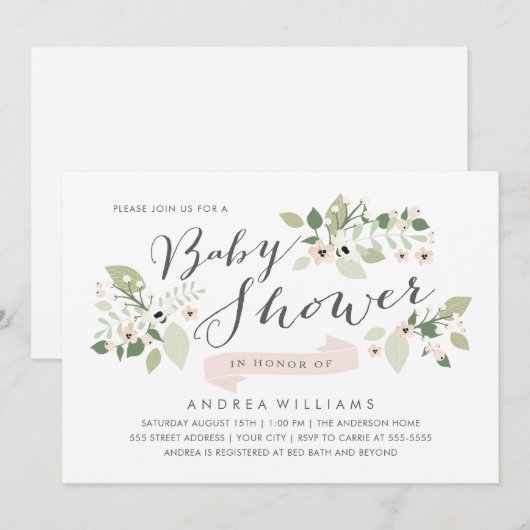 Meadow Blooms Baby shower nodigt uit Kaart (Voorkant / Achterkant)