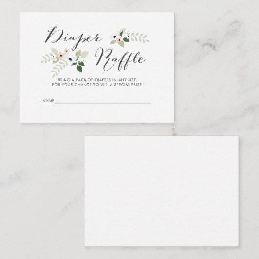 Meadow Blooms Diaper Raffle, uitnodiging insert Informatiekaartje (Voorkant / Achterkant)