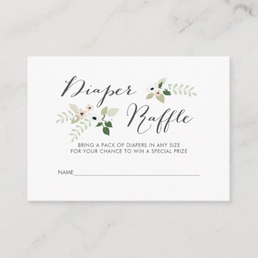 Meadow Blooms Diaper Raffle, uitnodiging insert Informatiekaartje (Voorkant)