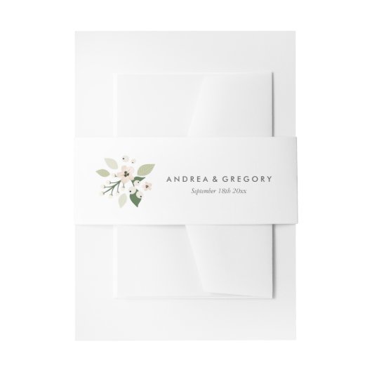 Meadow Blooms Invitation Belly Band - wit Uitnodigingen Wikkel (Voorkant Voorbeeld)