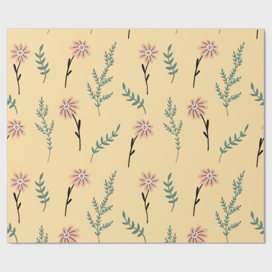 Meadow Blooms: Minimalist Botanical Pattern Cadeaupapier (Vlak)