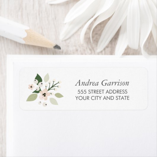 Meadow Blooms Return Address Label - wit (Insitu)
