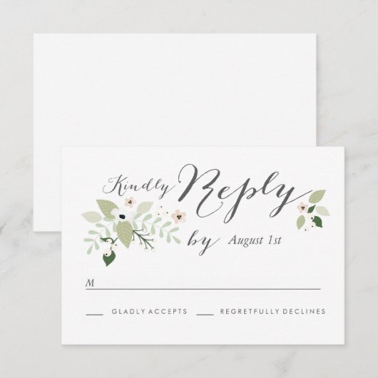 Meadow Blooms RSVP-kaart - wit RSVP Kaartje (Voorkant / Achterkant)