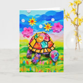 Meadow Blooms Schildpad: Schattigee Kinderen Verja Kaart (Gele Bloem)