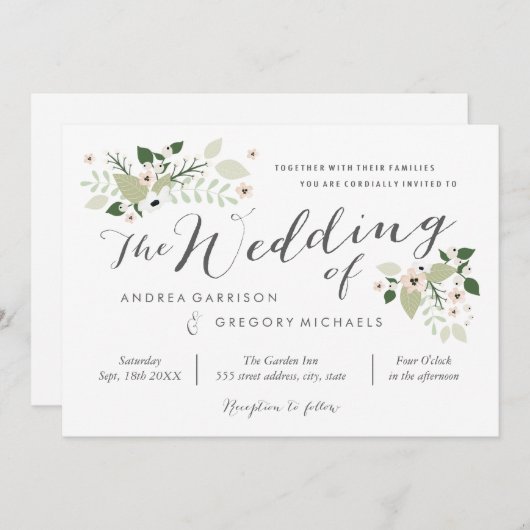 Meadow Blooms Weddenschap - wit Kaart (Voorkant / Achterkant)