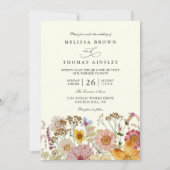 Meadow Bohemian Wildflower Rustic QR Code Wedding Kaart (Voorkant)