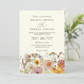 Meadow Bohemian Wildflower Rustic QR Code Wedding Kaart (Staand voorkant)