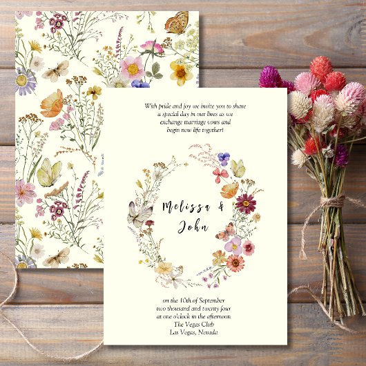Meadow Bohemian Wildflower Wedding Kaart