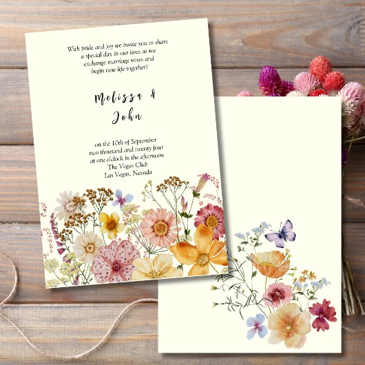 Meadow Bohemian Wildflower Wedding Kaart