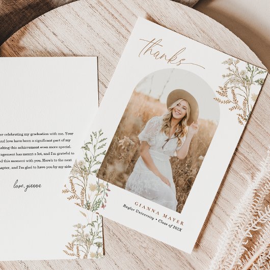 Meadow Botanicals Afstuderen Foto Dank u Bedankkaart