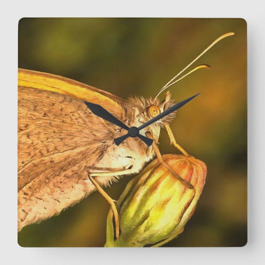 Meadow Brown Beauful Butterfly Art Vierkante Klok (Voorkant)