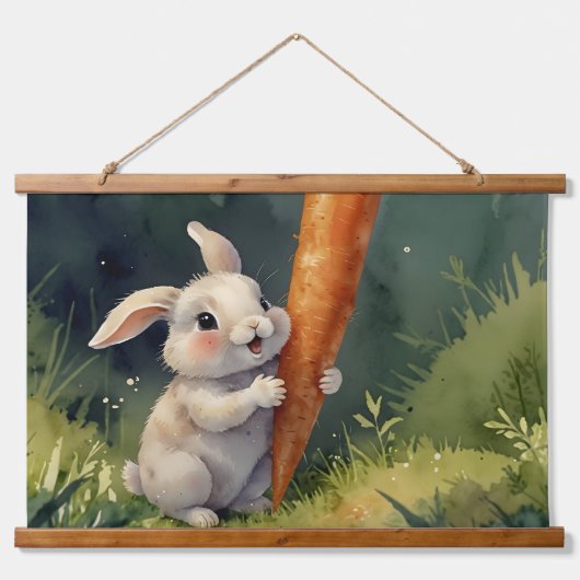 Meadow Bunny Dreams: grillig wandtapijt Hangend Wandkleed (Voorkant)