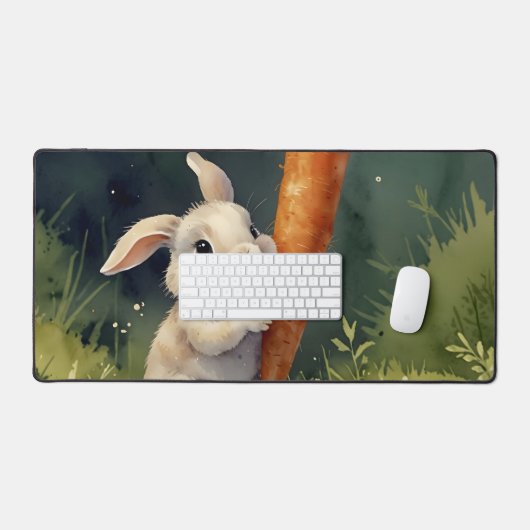 Meadow Bunny Dreams: Whimsical Desk Mat (Keyboard & Muis)