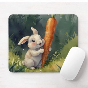 Meadow Bunny Dreams: Whimsical Mousepad Muismat