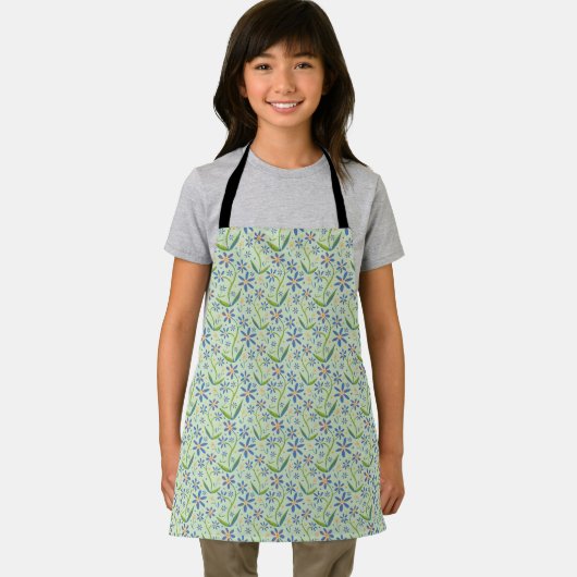 Meadow | Dancing Watercolor Daisies Kids Apron Schort (Insitu)
