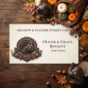 Meadow & Feather Minimal Kalkoenboerderij Logo Mod Visitekaartje