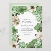 Meadow Fern, Pistachio Silk & Willow Ivory Wedding Kaart (Voorkant / Achterkant)