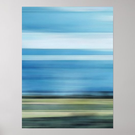 Meadow Field Sky Cloud Landschap Blue Green Grey Poster (Voorkant)