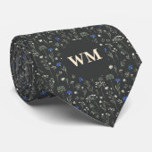 Meadow Floral Monogram – Groomsmen wedding Stropdas (Opgerold)