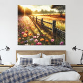 Meadow Floral Sunrise Canvas Afdruk (Insitu (Slaapkamer))