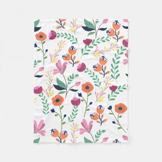 Meadow Floral van een moderne kleurrijke voorjaars Fleece Deken (Voorkant)