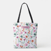 Meadow Floral van een moderne kleurrijke voorjaars Tote Bag (Achterkant)