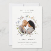 Meadow Floral Wreatfoto Save the Date Invite Bedankkaart (Voorkant)