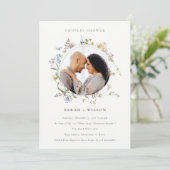 Meadow Floral Wreath Couples Shower Photo Invite Bedankkaart (Staand voorkant)