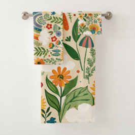 Meadow Florals Rainbow Aangepast patroon Bad Handdoek