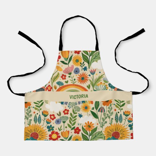 Meadow Florals Rainbow Aangepast patroon Schort (Voorkant)