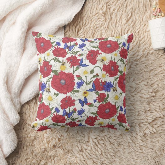 Meadow Flower Poppy Cushion Kussen (Deken)