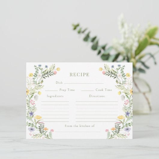 Meadow Flower Vrijgezellenfeest Recept Kaart (Staand voorkant)