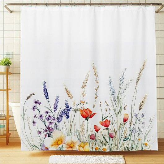 Meadow Flowers and Lavender Douchegordijn