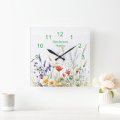 Meadow Flowers and Lavender Vierkante Klok (Huis)