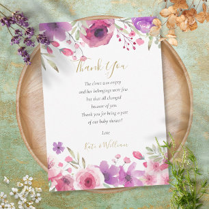 Meadow Flowers Baby Girl Shower Dank je gedicht Bedankkaart