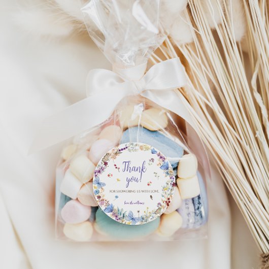 Meadow Flowers Baby shower dank u Ronde Sticker