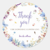 Meadow Flowers Baby shower dank u Ronde Sticker (Voorkant)